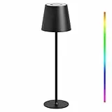 MALUX Tischlampe Kabellos, Dimmbar LED Akku Tischleuchte - 8-15H Akkulaufzeit, USB-C Aufladung, IP44 Wasserdicht (Schwarz)