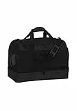 Uhlsport ESSENTIAL 50 Liter SPIELERTASCHE Sporttasche Reisetasche für Damen und Herren - mit Bodenfach - Tasche für Sport, Reisen, Fitness, Gym, Handball, Fußball - Schwarz