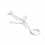 Zilverstad 7522261 Kinderlöffel Flugzeug, Zink-Legierung, Silber, 16.9 x 7.4 x 1.5 cm