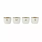 Windlicht Madras 4er Set XS mit X-Mas Motiv, weiß Gold Eisen Höhe 4,5cm