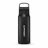 LifeStraw Go Serie - Isolierte Edelstahl-Trinkflasche mit Wasserfilter 700ml für die Reise & jeden Tag - entfernt Bakterien, Parasiten, Mikroplastik + verbesserter Geschmack, Nordic Noir (schwarz)
