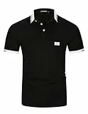 LIUPMWE Poloshirt Herren Kurzarm Polohemd Slim Fit Basic Golf Polo Baumwolle Männer T-Shirt Sommer,XL,Schwarz-39