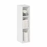 Furinno Fulda 3-stufiges, platzsparendes Aufbewahrungsregal, Bücherregal, 20 cm Breite, Weiß