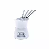 Swissmar F66322 Glow Schokoladen Fondue Set 7-teiliges, Keramik/Edelstahl, Weiß, 280ml, Schokofondue, Teelicht beheizt/mikrowellen- und ofenfest, Spülmaschinenfest, Geschenkset
