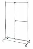 WENKO Kleiderständer Profissimo, Garderobenständer zur Kleideraufbewahrung mit Rollen und verstellbaren Kleiderstangen, Verchromtes Metall, 116 x 188 x 49