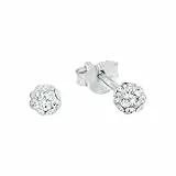 Amor Damen Ohrstecker aus 925er Sterling Silber mit Zirkonia (synth.) aus Kristallglas, 0,4 cm, Silber, Kommt in Schmuck Geschenk Box, 9062713