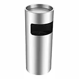 30L Standaschenbecher mit Aschenbecher Abfalleimer, Mülleimer Stehaschenbecher Ascher In-/Outdoor, Schwarz/silber (Silber)