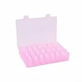 Aufbewahrungsbox aus Kunststoff mit 24 Fächern, Organizer für Schmuck, Perlen, Schrauben und Kleinteile, abschließbar, kompaktes Design (Rosa)