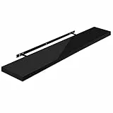 WOLTU Wandregal, Schweberegal Hochglänzend Schwarz, Regale mit der höchsten Träger 15kg, für Bad, Schlafzimmer, Küche, Büro, Wohnzimmer, 120x22,9x3,8cm RG9484sz