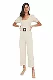 Trendyol Damen Women Plain Arched Detailed Woven Jumpsuit Overall, Rock, 38