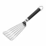 Weber Flexibler Grillplattenwender (41cm), aus Edelstahl, geschlitztes Designm, abgeschrägte Kanten, Rutschfester Komfortgriff, spülmaschinenfest - Silber (6780)