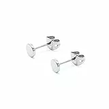 Artskin Damen Gold Ohrringe Titan Ohrstecker für Männer Ohrring Mädchen Kinder Ohrringe 4mm S925 Silber Rund Flach Hypoallergen Ohrring Ohrstecker (4mm, Silber)