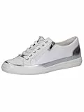 CAPRICE Damen Sneaker flach aus Leder mit Reißverschluss, Weiß (White/Silver), 39 EU
