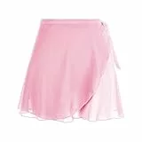 Damen Ballettrock Wickelrock Rosa Chiffon Tanz Rock Verstellbare Taille Krawatten Gymnastik Ballettrock