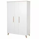 roba Kleiderschrank Leon 2,5-türig - Kinderzimmerschrank mit 6 Fächern & Kleiderstange - Schrank für Babyzimmer & Kinderzimmer - Soft-Close Türen & Massivholzfüße - Weiß/Othello Eiche