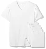 Amazon Essentials Unterhemden Herren mit V-Ausschnitt, Atmungsaktiv, Baumwolle, 6er-Pack, Weiß, L