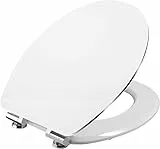 Cornat WC-Sitz Prime 'White Steel' - Ansprechendes Design - Hochwertiger Holzkern - Absenkautomatik & Schnellbefestigung - Komfortables Sitzgefühl - weiß / Toilettensitz / Klodeckel / KSWSSC00