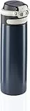 Leifheit Thermobecher Flip 600ml, Kaffeebecher 100% dicht, praktisches Öffnen mit einer Hand, Trinkbecher to go mit Filter für Wasser mit Obststücken, hält Getränke bis zu 6 Stunden heiß, silber