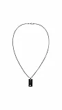 Tommy Hilfiger Jewelry Halskette mit Anhänger für Herren in Schwarzem Edelstahl mit einer Gravierten Platte - 2790629