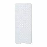 Relaxdays Badewannenmatte, extra große Badewanneneinlage, Saugnäpfe, Massage, Antirutsch Wannenmatte, Bambus, weiß, 100x40cm