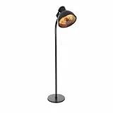 Perel Terrassenstrahler Standheizstrahler 2000 Watt Carbon mit Zugschnur Kippschutz 3 Heizstufen Höhenverstellbar Spritzwassergeschützt Retro Design Metall schwarz