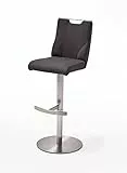 Robas Lund Barhocker Anthrazit Leder drehbar 360°, Barstuhl höhenverstellbar, Giulia C