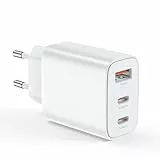 BHHB USB C Ladegerät Adapter Netzteil 3 Ports Mehrfach Stecker mit USBC und USB A, 30W Multiport Handy Schnellladegerät Ladestecker for iPhone 17 16 15 14 13 12 11 Plus Pro Max,Samsung