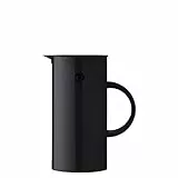 Stelton Isolierkanne EM77 0,5 liter - Doppelwandige Isolierkanne für heiße/kalte Getränke - Tee- & Kaffeekanne mit Glaseinsatz, Magnetverschluss, Schraubdeckel, Vintage-Design - 0,5 Liter, Schwarz