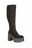 LAMODA Damen I'm What You Want Knee High Boot, Black Suede, 41 EU