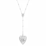 OIDEA Damen Halskette Rosenkranz Herz: Silber Y Kette aus Edelstahl mit Liebesurne Öffenbar Lana Del Rey Anhänger elegant LDR Design Schmuck Geschenk für Frauen Freundin Schwester