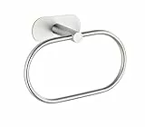 WENKO Turbo-Loc® Handtuchring Orea Matt, Befestigen ohne Bohren, flexibel nach Oben und unten beweglicher Handtuchhalter, Massive Qualität aus rostfreiem Edelstahl matt, 20,5 x 12,5 x 7,5 cm