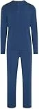 Calvin Klein Herren Pyjama-Set mit Knopfleiste, Blau (Dark Denim), L
