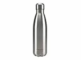 BEPER Vakuum Isolierte Wiederverwendbare Trinkflasche BI.505 Wasserflasche, 500ml, Doppelwandige Thermosflasche, Edelstahl, Silber/schwarz, 500 ml