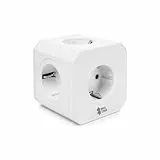 Spacetronik Steckdosenwürfel mit Überspannungsschutz, 5-Fach Mehrfachsteckdose Würfel, Erweiterbare Verteilersteckdose, 4000W, Kompakte Steckdosenleiste für Büro & Zuhause