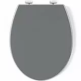 Pipishell Toilettendeckel, WC Sitz mit Absenkautomatik, Quick-Release Funktion für einfach Reinigung, O Form Weiß Toilettensitz mit Verstellbaren Scharnieren, Kunststoffversion (Grau)