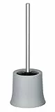 WENKO WC-Garnitur Mod. Basic, offener Toilettenbürstenhalter für das Badezimmer und die Gäste-Toilette, inkl. Toilettenbürste, aus mattiertem Kunststoff, Maße (B/T x H): Ø 14 x 38 cm, Grau