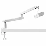 IXTECH Low Profile Mikrofonarm Weiß – 360° verstellbarer Mikrofonständer Tisch mit 3/8' & 5/8' Gewinde, kompatibel mit Shure, Rode, Blue Yeti, HyperX – Boom Arm für Streaming, Podcast & Gaming