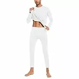 SIMIYA Herren Thermounterwäsche Set, warme Unterwäsche mit Innenfleece, Ultraleicht Oberteil und Unterteil mit Eingriff Langarm Funktionsunterwäsche Rundhals Skiunterwäsche für Winter(Weiss, XL)