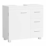 VASAGLE Waschbeckenunterschrank, Badezimmerschrank, 3 große Schubladen, 30 x 70 x 64 cm, 2 Fächer, auch für Waschbecken mit Beckensäule, Badezimmer-Unterschrank mit Füßen, wolkenweiß BBK504W01
