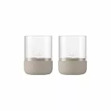 blomus Windlicht -Calma- 2er Set | Kerzenhalter aus Beton & Glas | Farbe Fungi | Größe XS | 7L x 7B x 9,5H cm | Indoor Windlicht |