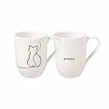 Villeroy & Boch – Statement Tassen Set 'Katze' 2 teilig Weiß, Schwarz, Spülmaschinenfest, Mikrowellensicher, Katzentassen, Kaffeebecher, Katzenbecher, Tasse, Kaffeetasse, Becher, Premium Porzellan