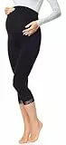 Be Mammy 3/4 Umstandsleggings aus Viskose BE20-161 (Schwarz, M)