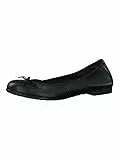 MARCO TOZZI Damen Ballerinas aus Leder mit Schleife, Schwarz (Schwarz), 39 EU