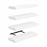 FURNITABLE 4X Schweberegal Wandboard Bücherregal Regale für Deko Wandablagen aus MDF Holz, 4er Set Wandregal Weiß Holz, 40x14x3cm