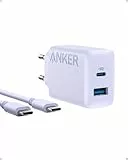 Anker 20W USB C Ladegerät, iPad Netzteil, USB-Schnellladenetzteil, iPad Ladegerät, Kompatibel mit iPhone 17/16/15 Series (mit 150cm USB-C Kabel)