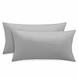 RUIKASI Kissenbezug 40 x 80 Grau 2er Set - Oeko Tex Kopfkissenbezug 40x80 Hellgrau Kissen Bezug 40x80cm mit Reißverschluss aus Mikrofaser, Polsterbezug Doppelpack Set Pillow Case Pillow Cover