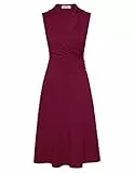 GRACE KARIN Damen Wickelkleid V-Ausschnitt Elegant Festliche Kleider Cocktail Party Formelle Business Kleid Burgunderrot M