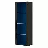 Panana Vitrinenschrank Glasvitrine Vitrine Schrank mit RGB LED-Beleuchtung, 3 Glasböden, für Wohnzimmer, Schlafzimmer, 55 x 35 x 166 cm (Schwarz)