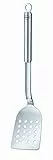 RÖSLE Pfannenschaufel gelocht, Hochwertiger Pfannenwender mit abgrundetem Blatt und Rundgriff, Edelstahl 18/10, Spülmaschinengeeignet, Silberfarben