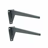 Gedotec 2x Schwerlast-Konsole 480mm aus Stahl massiv mit Tragkraft: 150 kg je Paar - Winkel-Regalträger Hebgo MIRA - Schwerlastträger in Grau grundiert, robuste Regalkonsolen
